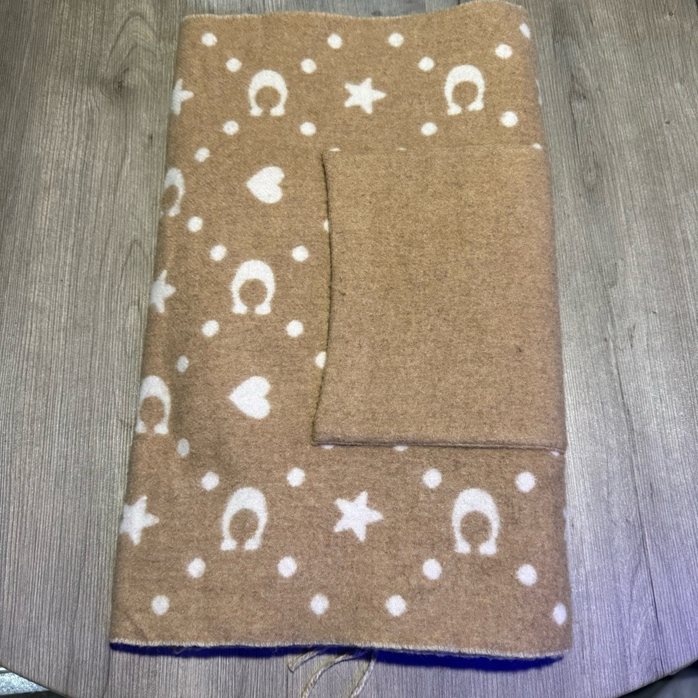 Coach Tan and White Scarf with Heart and Star Pattern